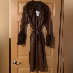 Trench Coat with Faux Fur